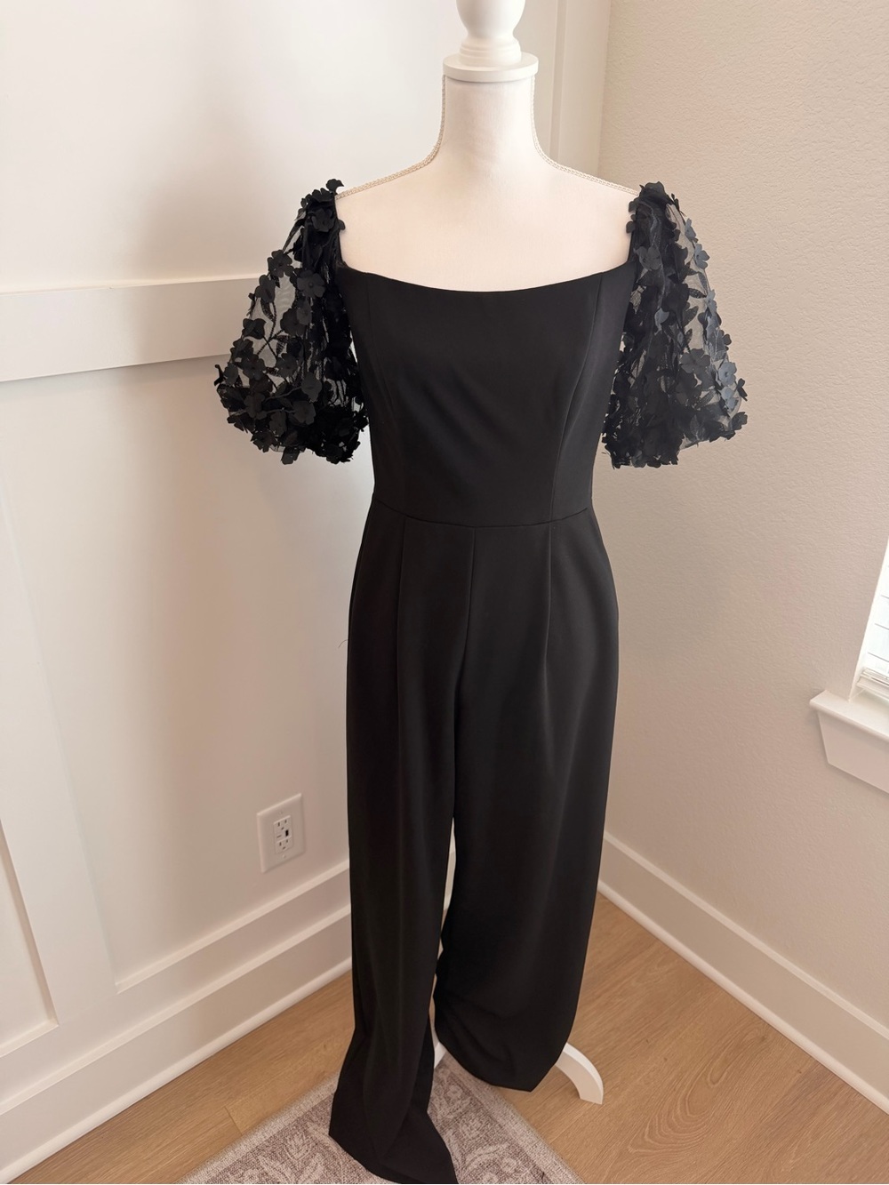 Black Puff-Sleeve Jumpsuit